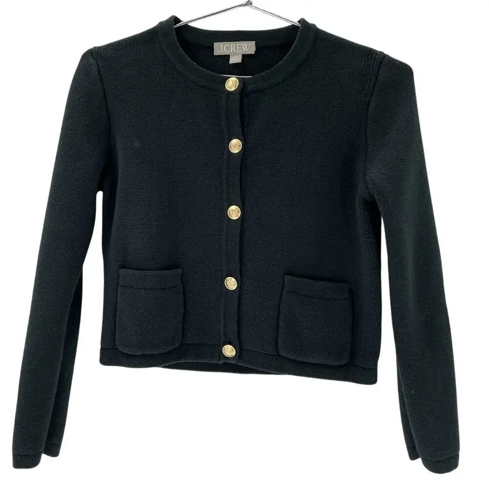 J.Crew Classic Black Emilie Patch-Pocket Cardigan Size XS - Picture 2 of 4